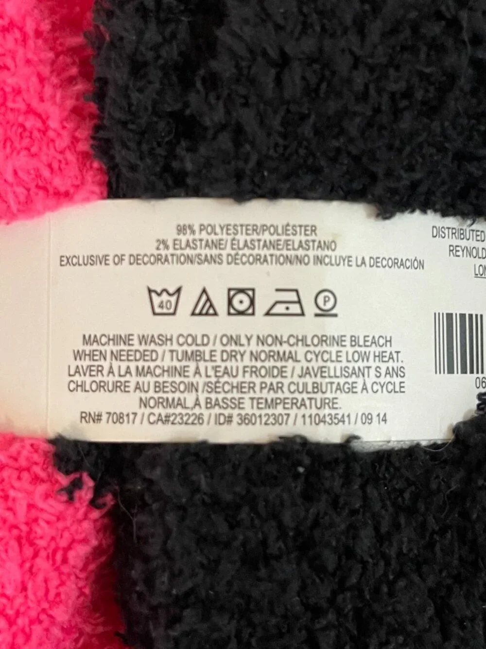 New Victoria's Secret PINK Knee High Socks 2 Pair Fuzzy Plush Pink Black